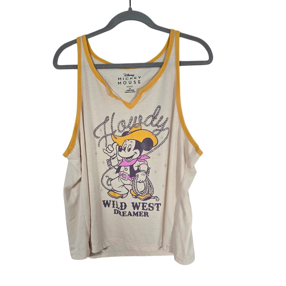 Disney Mickey Mouse Tank Top Womens 2X Howdy Cowboy Western Graphic Parks Plus